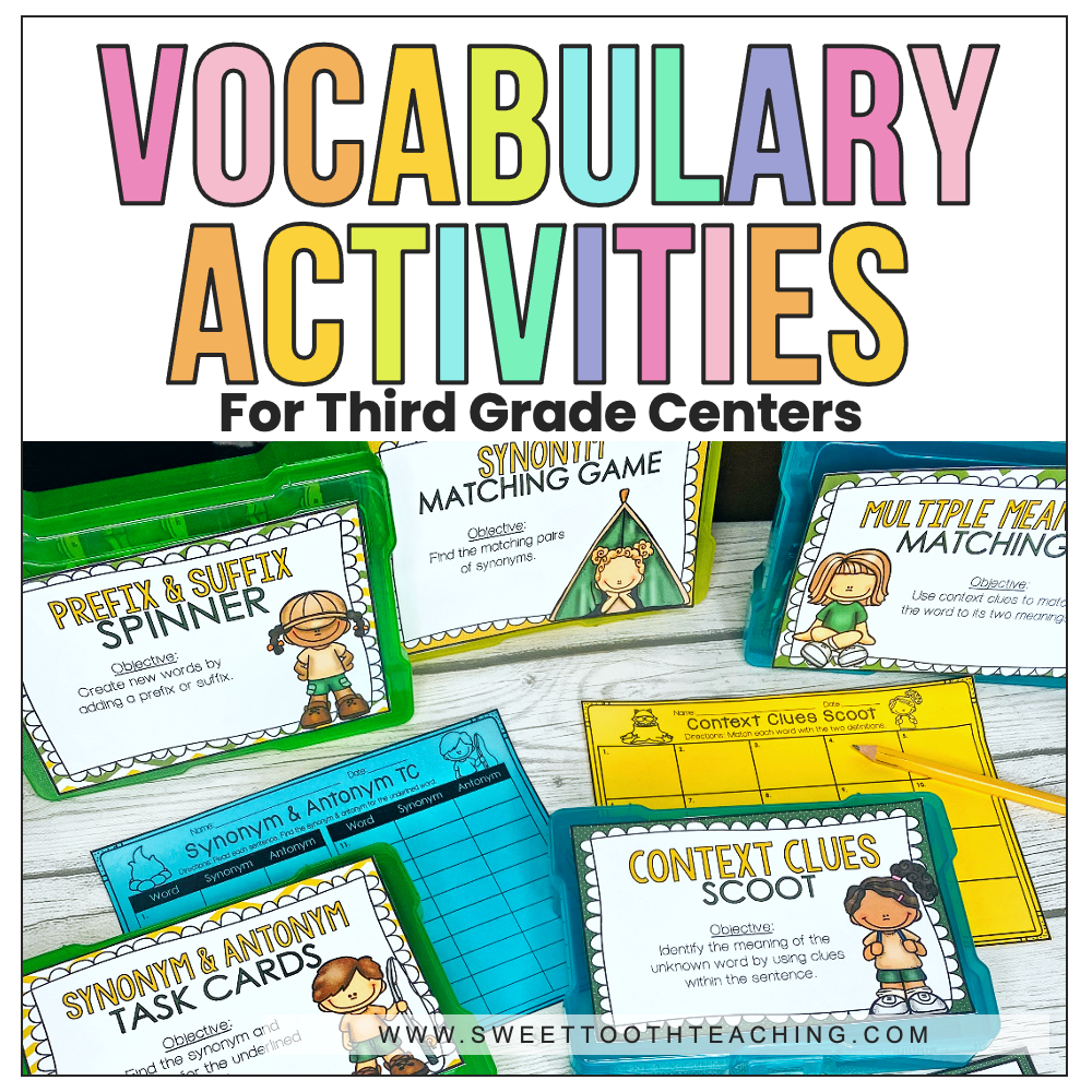 Vocabulary Activities For Literacy Centers Sweet Tooth Teaching