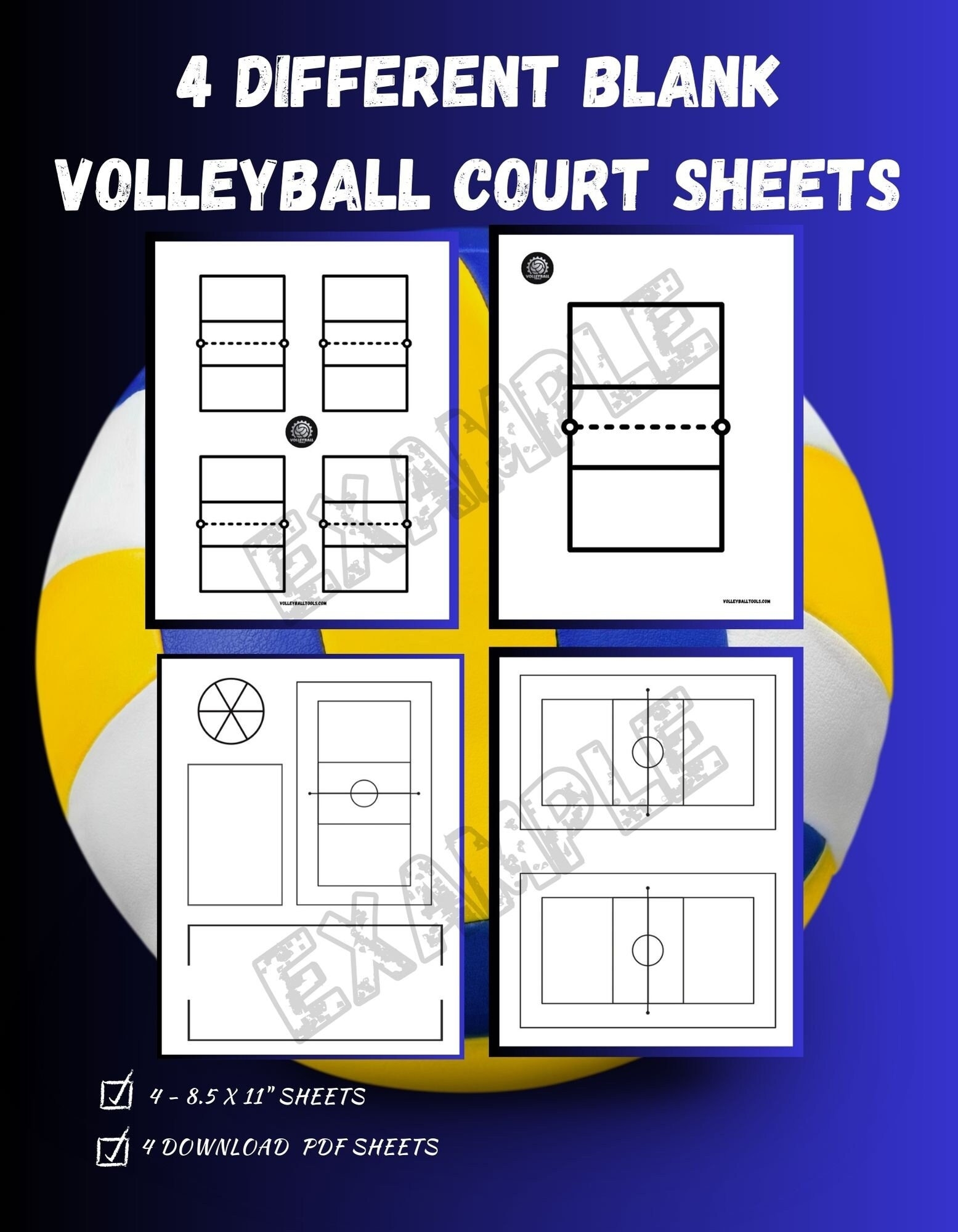 Volleyball Blank Court Sheets 4 In Total 8 5x11 Digital Download Volleyball Blank Courts For Plays Volleyball Freeball