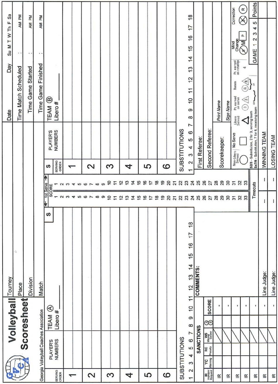Volleyball Score Sheet Gvca Download Printable PDF Templateroller