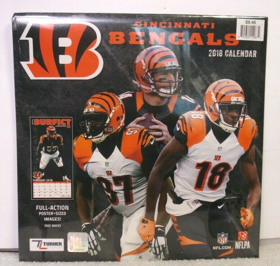 Vtg Cincinnati Bengal Players 2018 Calendar Poster Size Images 