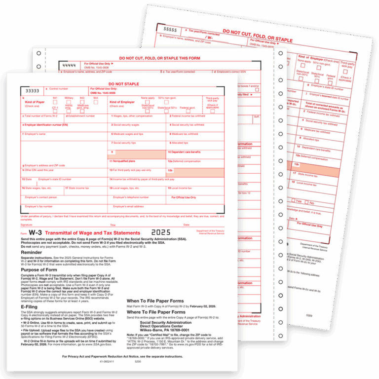 W3 Transmittal Summary Forms For W2 Filing Discount Tax Forms