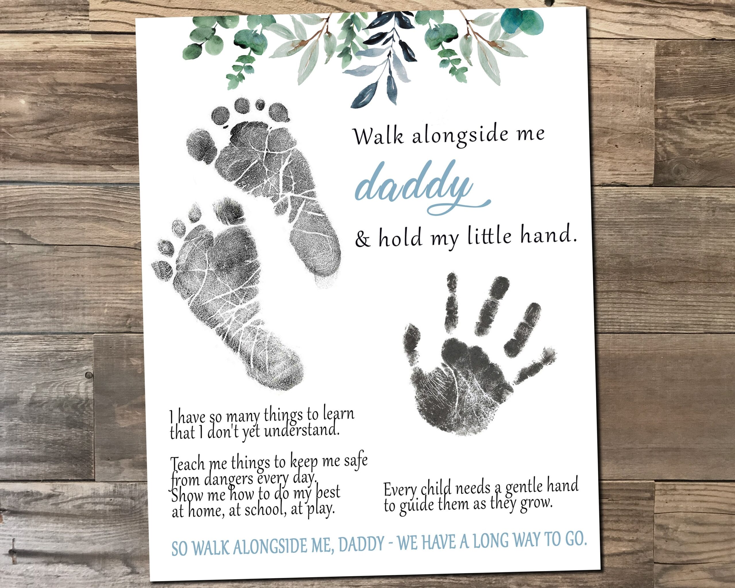 Walk Alongside Me Daddy Handprint Craft Father s Day Gift For New Dad Birthday 8x10 U0026 11x14 Digital File Etsy