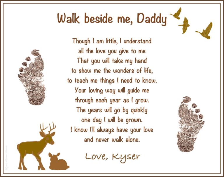 Walk Beside Me Daddy Poem 8x10