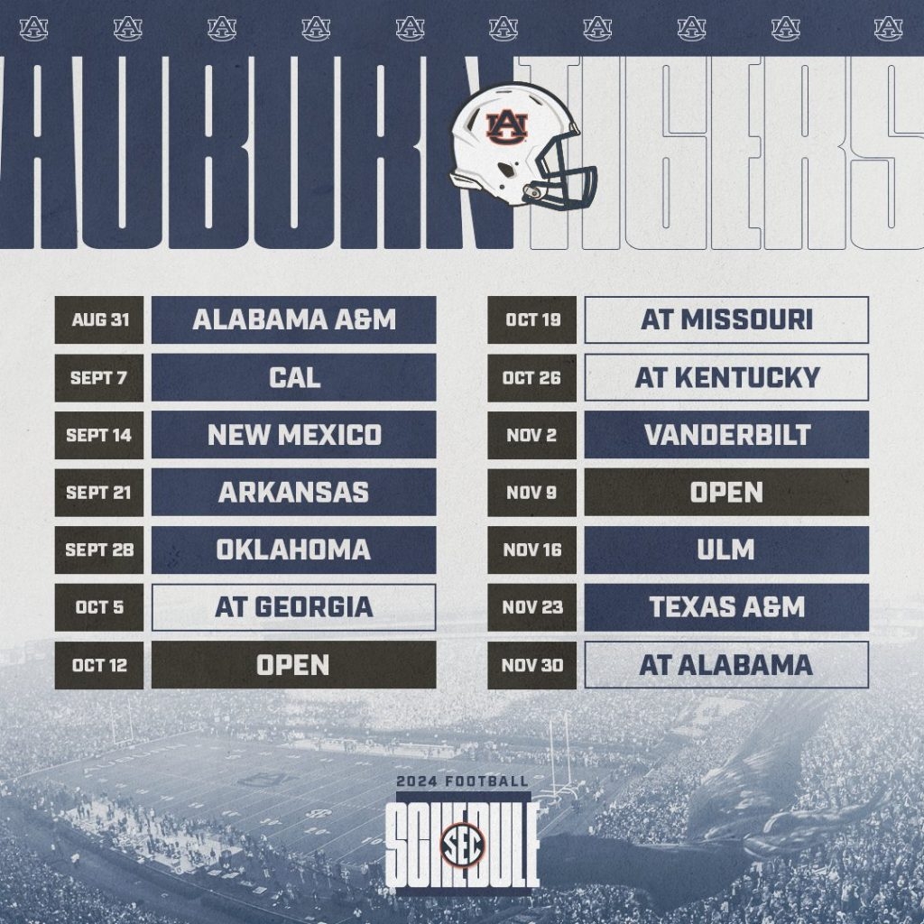 War Blogle A Quick Look At Auburn s 2024 Football Schedule