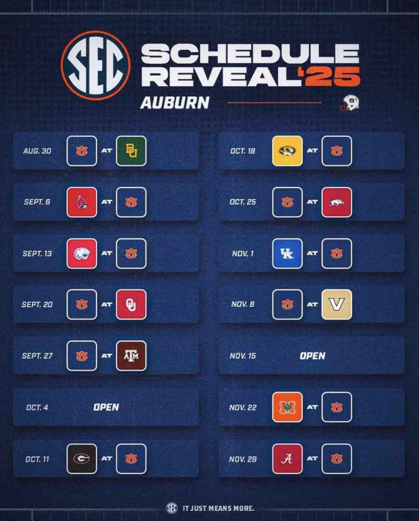War Blogle Auburn s 2025 Football Schedule Released