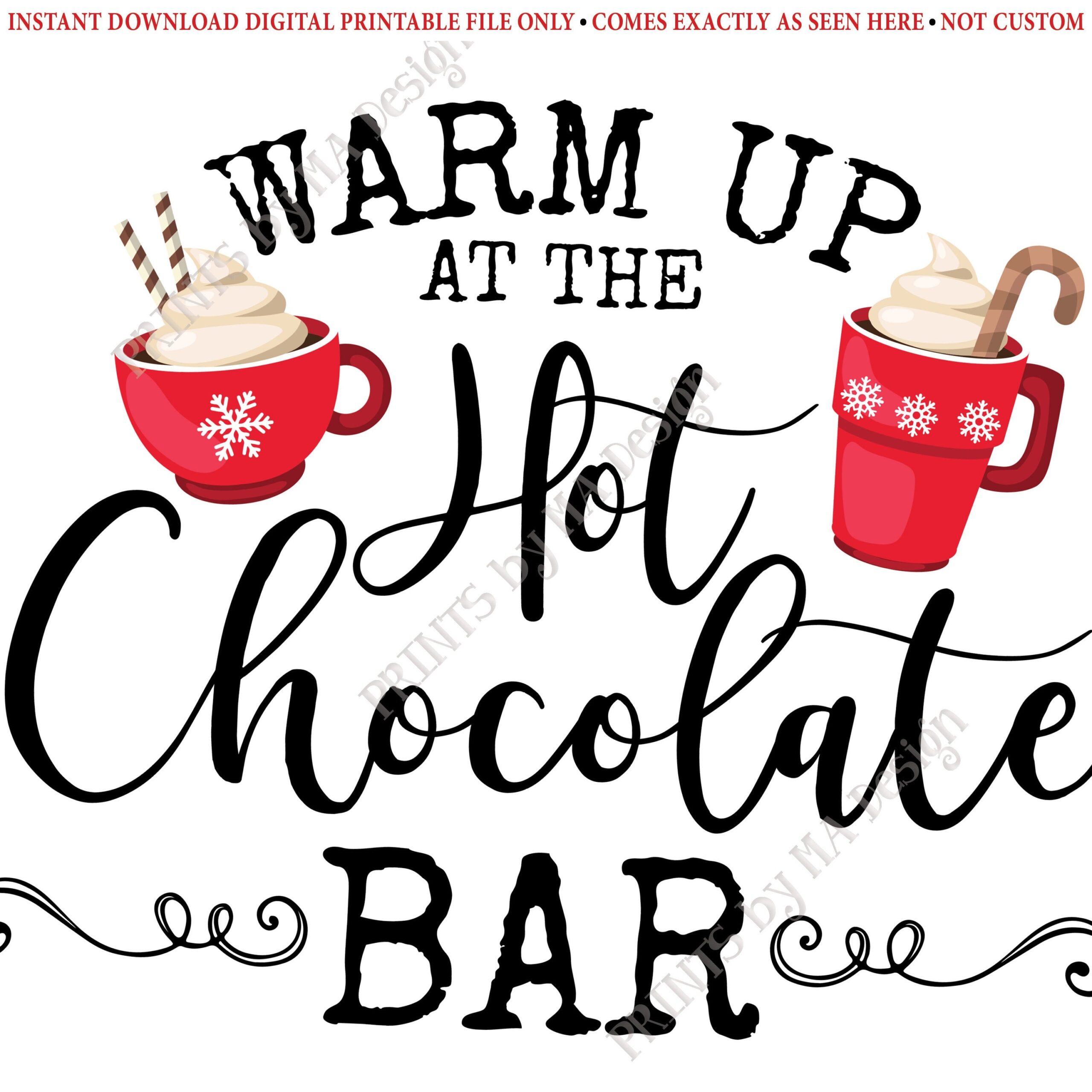 Warm Up At The Hot Chocolate Bar Sign Holiday Party Hot Cocoa 