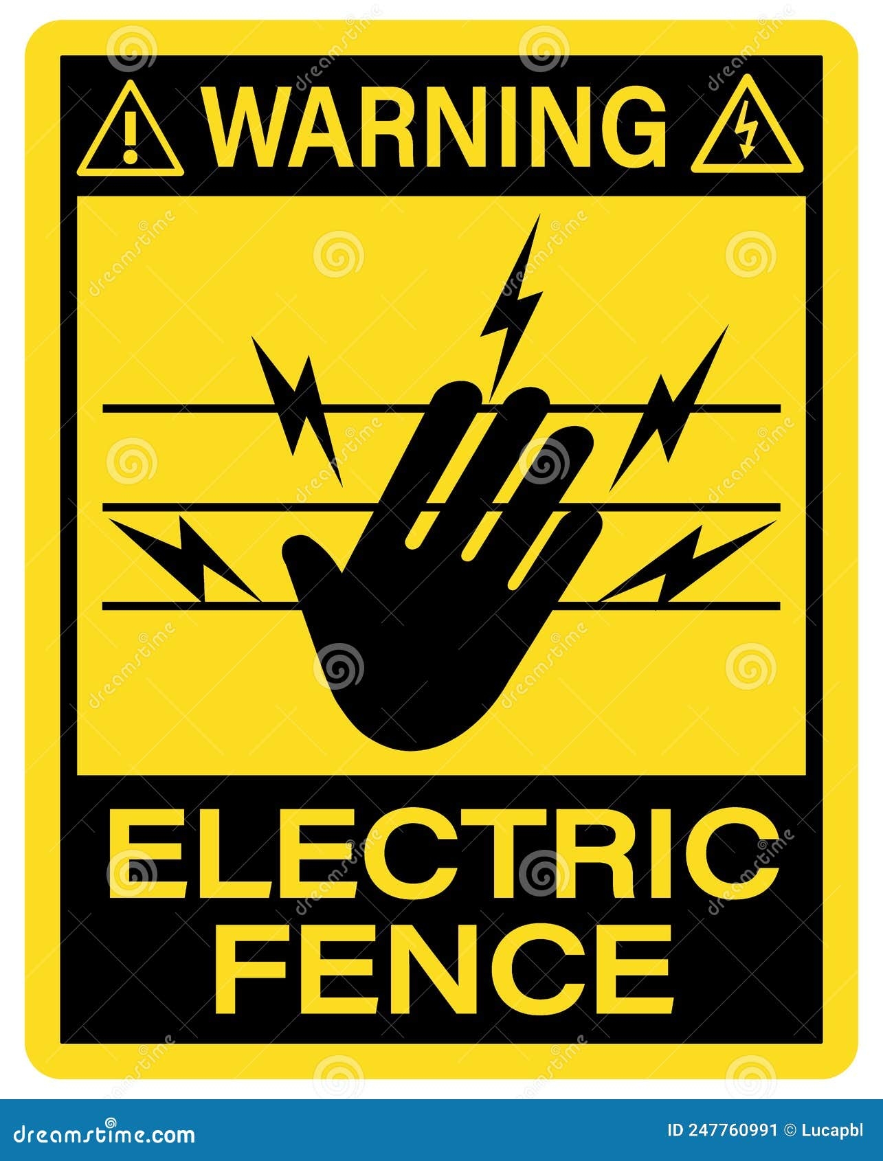 Warning Electric Fence Caution And Safety Sign Stock Vector 