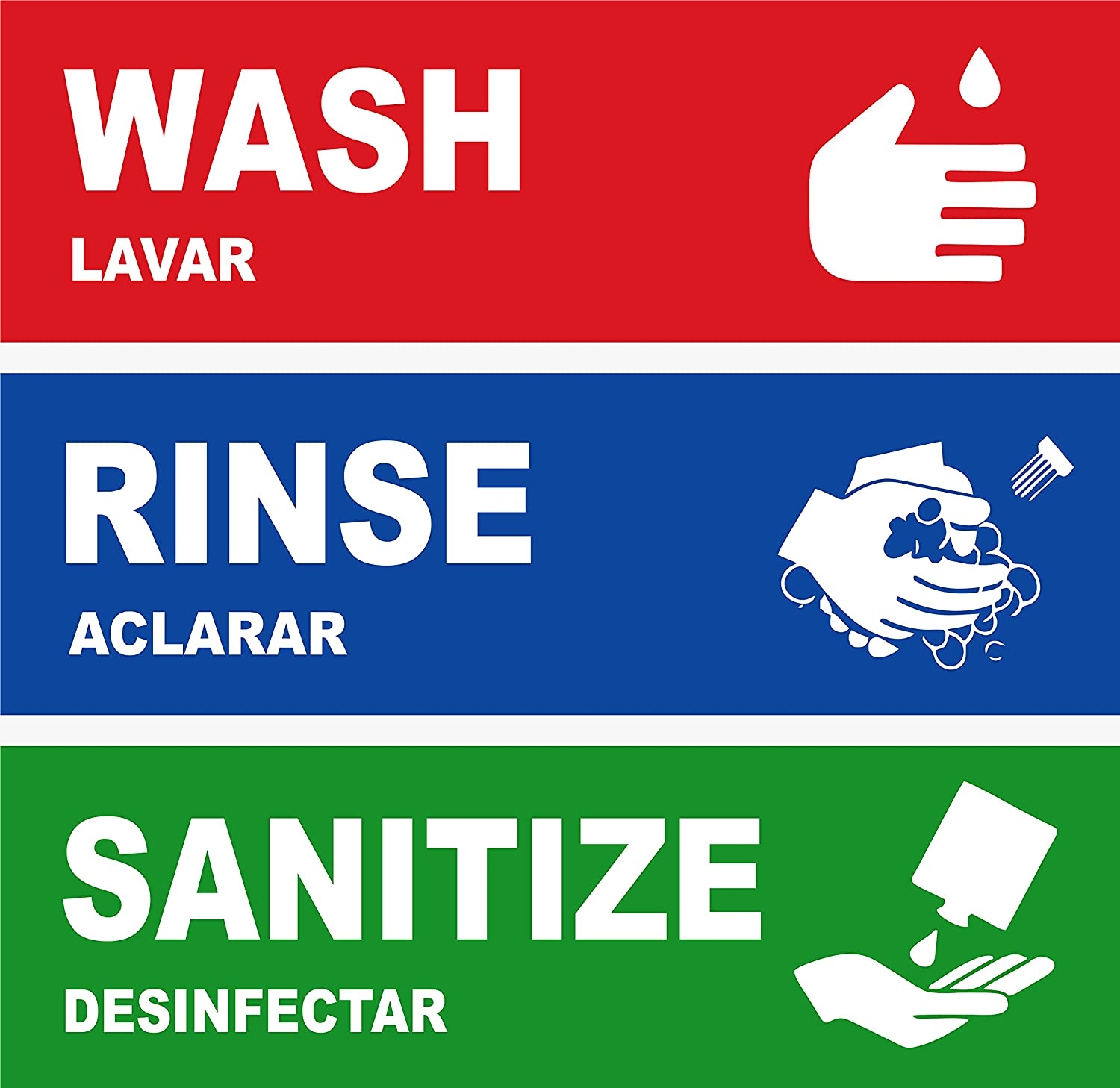Wash Rinse Sanitize Vinyl Decals NapNameplates