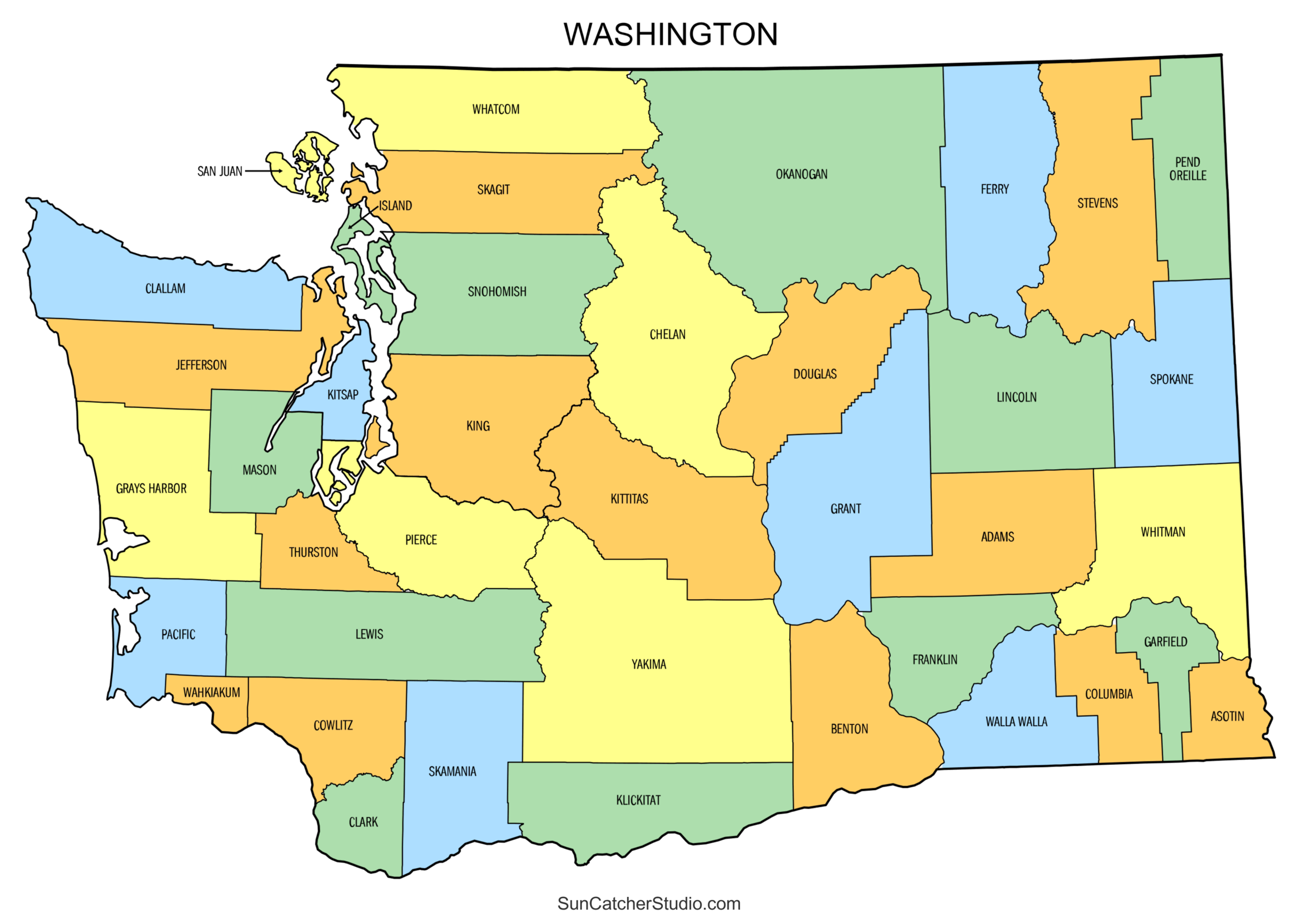 Washington County Map Printable State Map With County Lines Washington County Map Printable State Map With County Lines