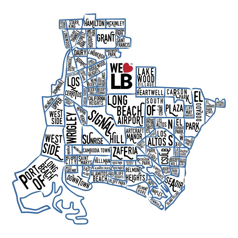 We Love LB Neighborhood Map Print