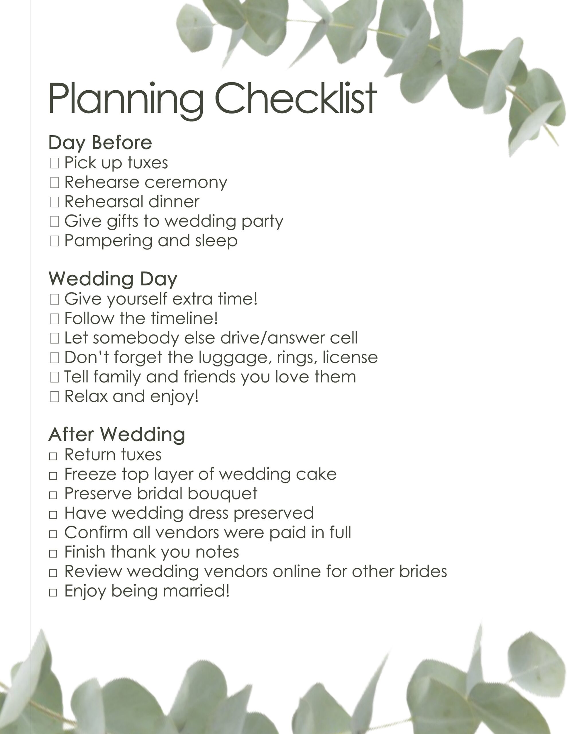 Wedding Planner 6 Months Wedding Printable Printable Wedding 