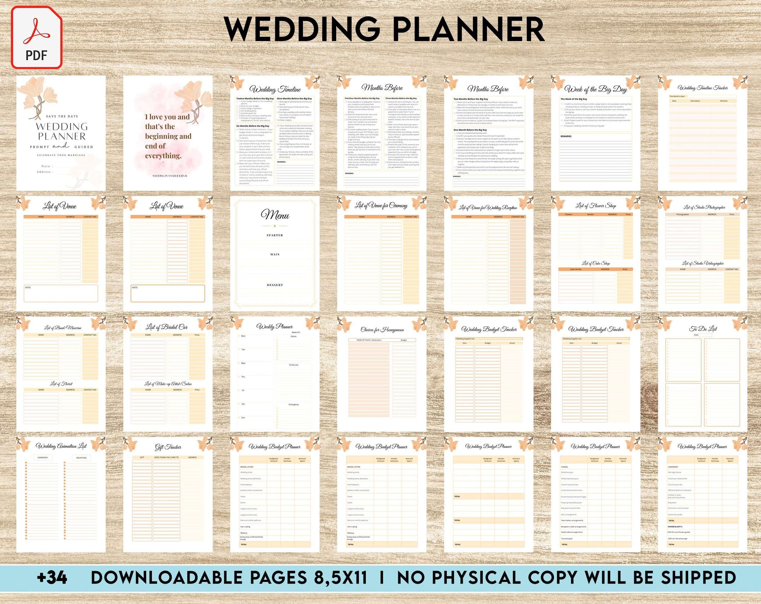wedding planner book free printable