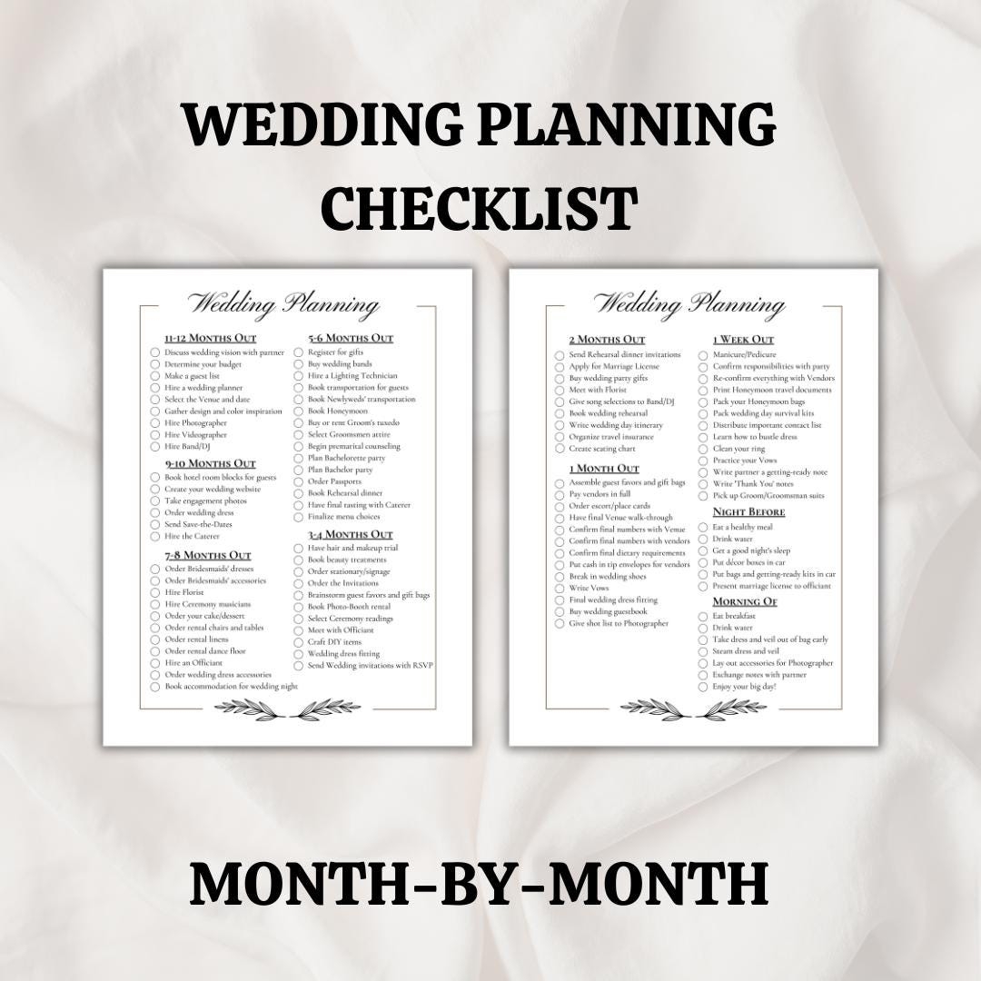 Wedding Planning Checklist Wedding Countdown Planner Wedding To Do List Wedding Planning Timeline Printable Wedding Plan Wedding Binder Etsy