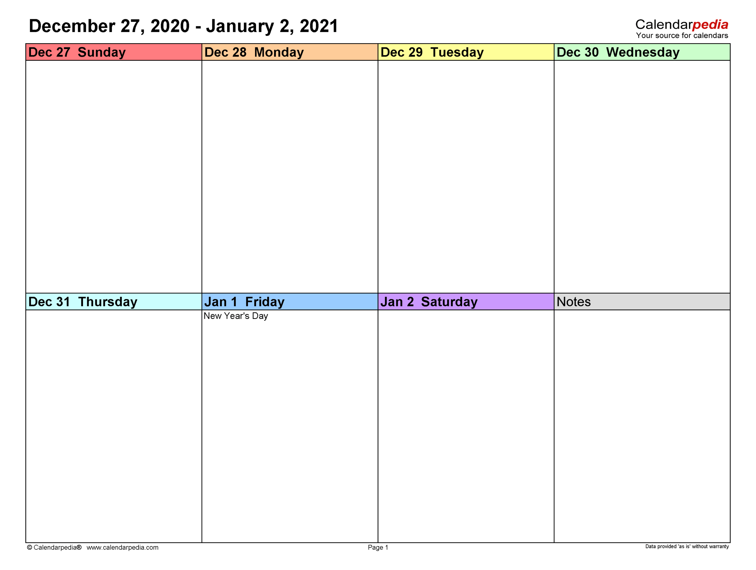 Weekly Calendars 2021 For PDF 12 Free Printable Templates