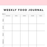 Weekly Food Diary Printable Sunday monday Start instant Download Etsy