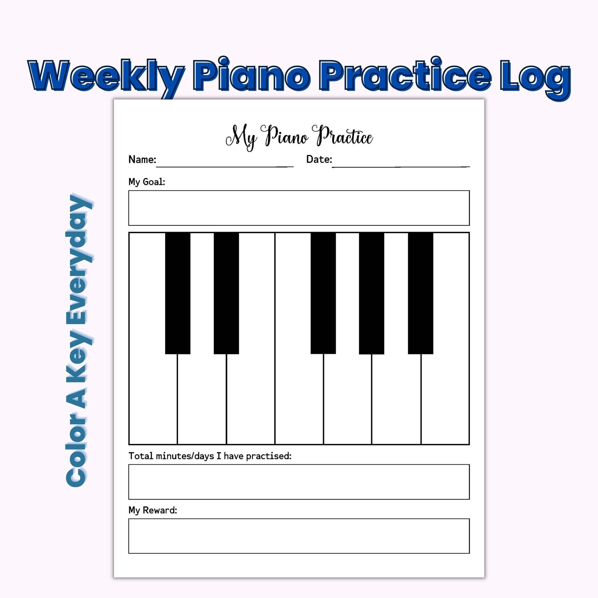 piano practice log printable