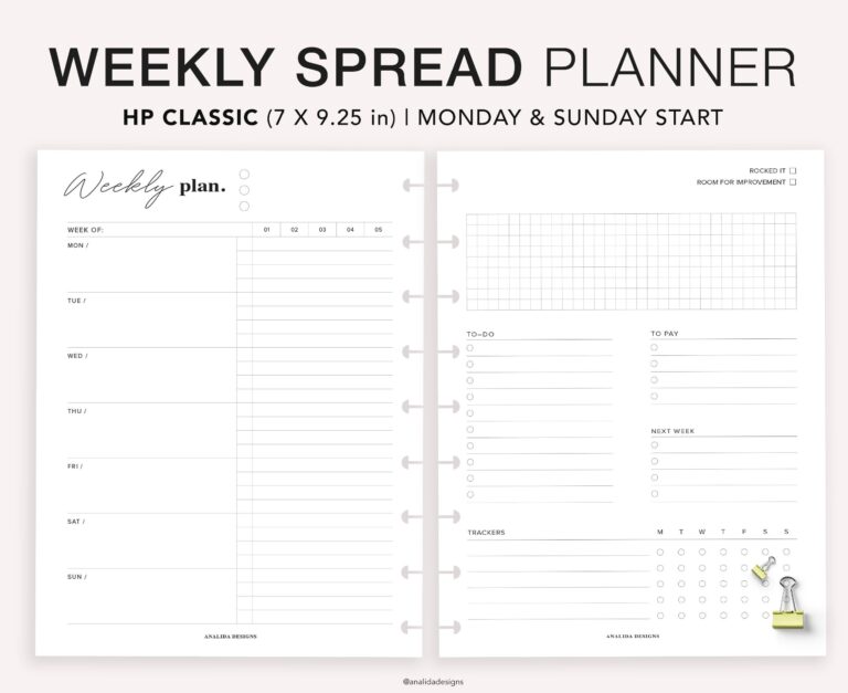 Weekly Planner Printable Happy Planner Classic Weekly Schedule Weekly To do List Task List Habit Tracker Week On 2 Pages HP Classic Etsy