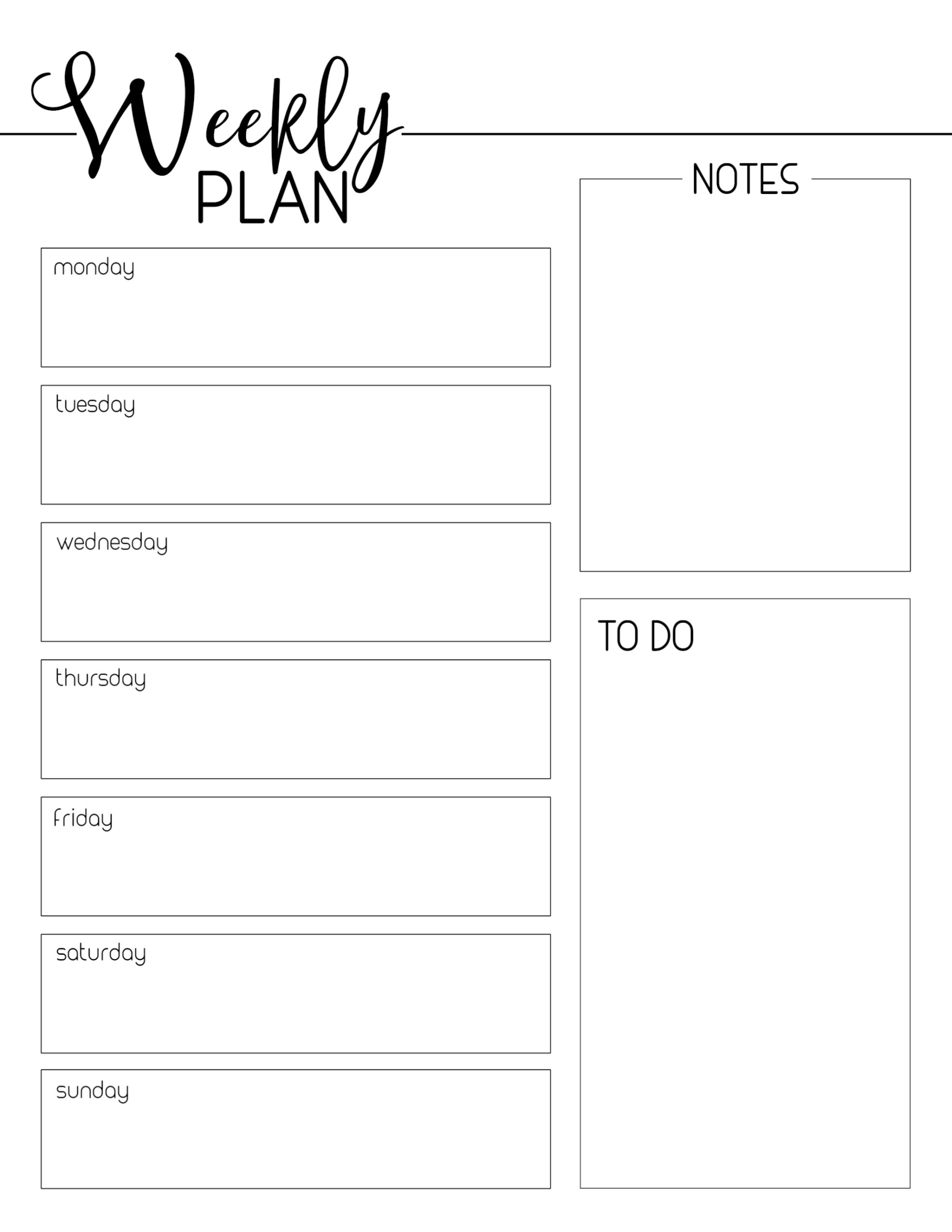 free weekly planner printable