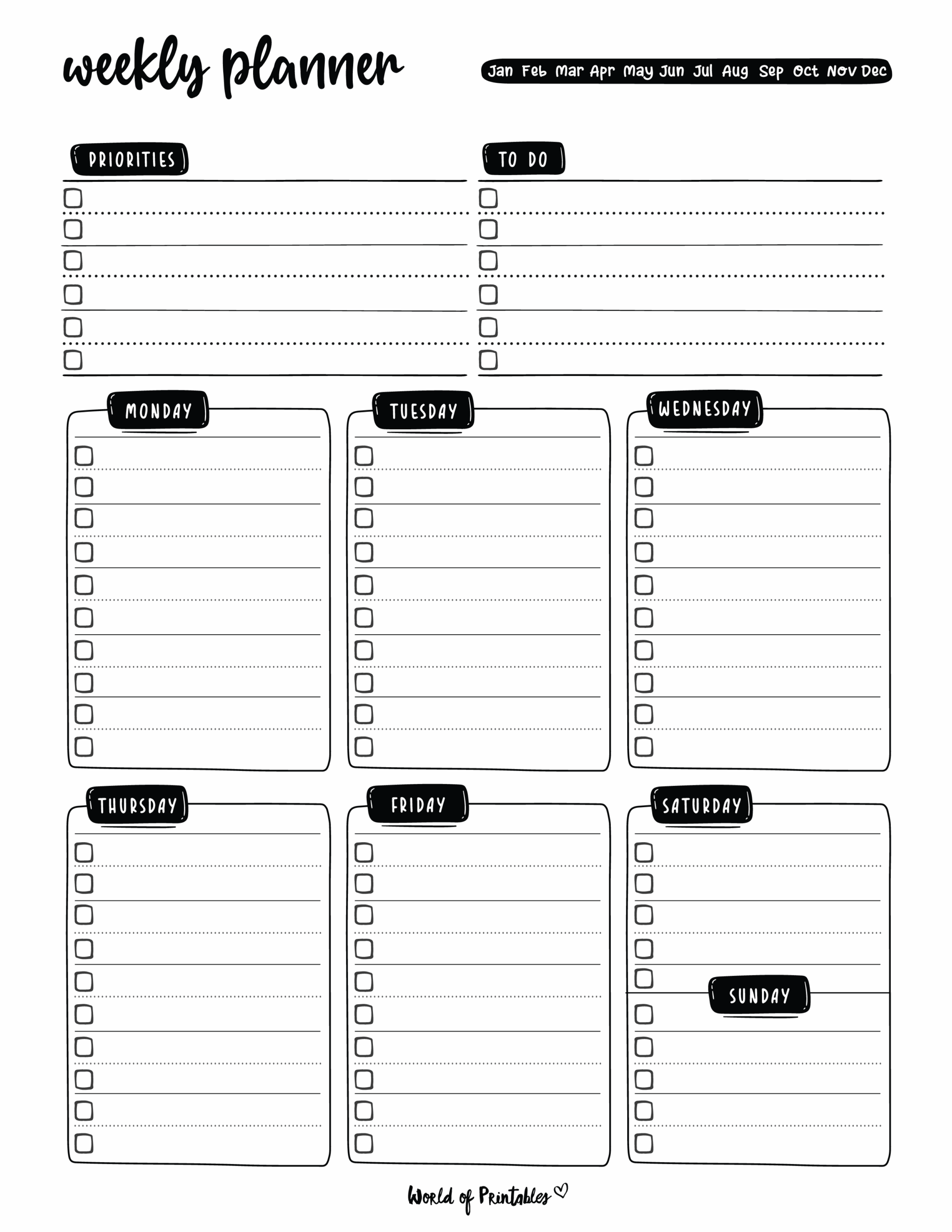free printable weekly planner pages