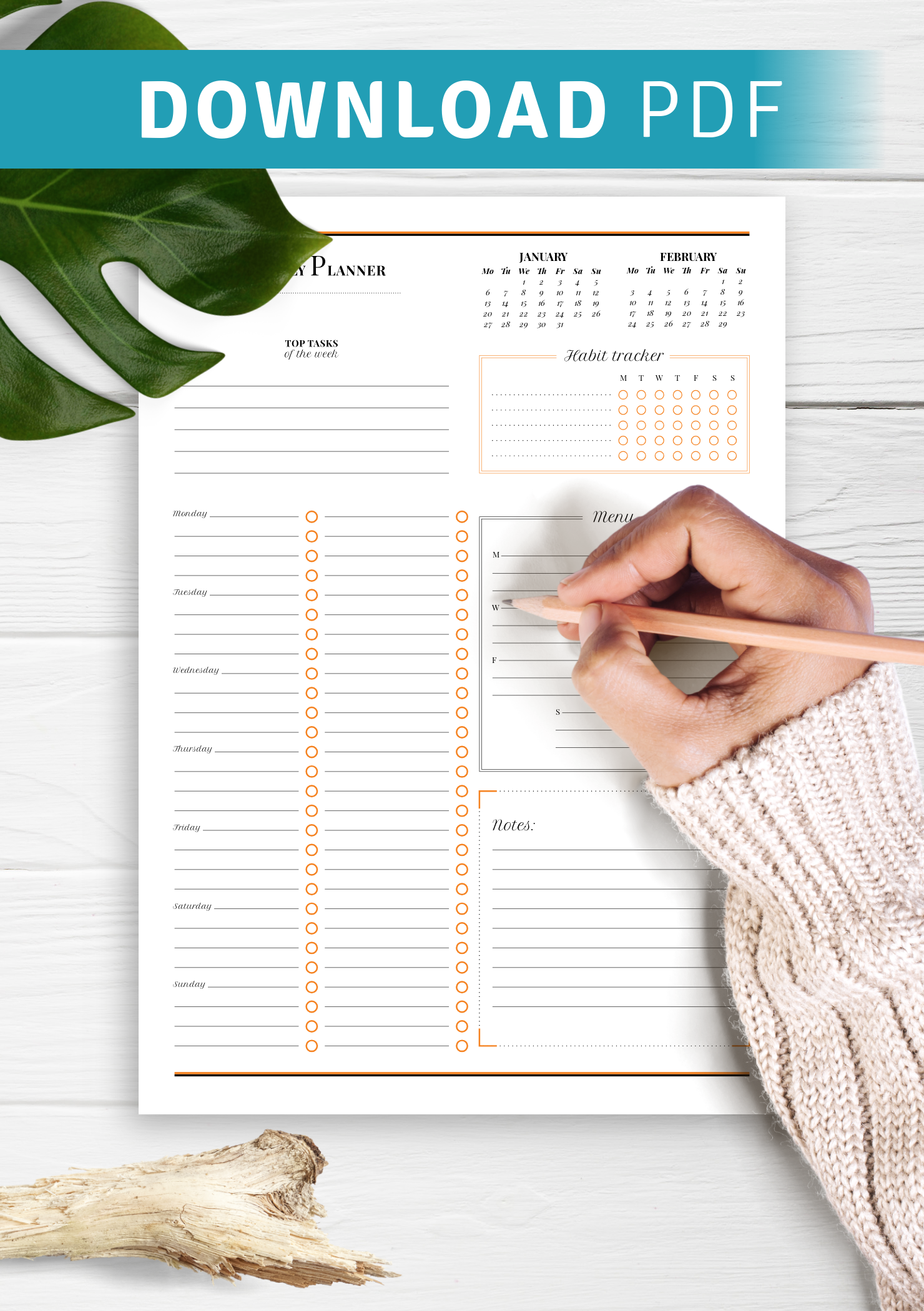Weekly Planner With Habit Tracker Organize U0026 Build Habits