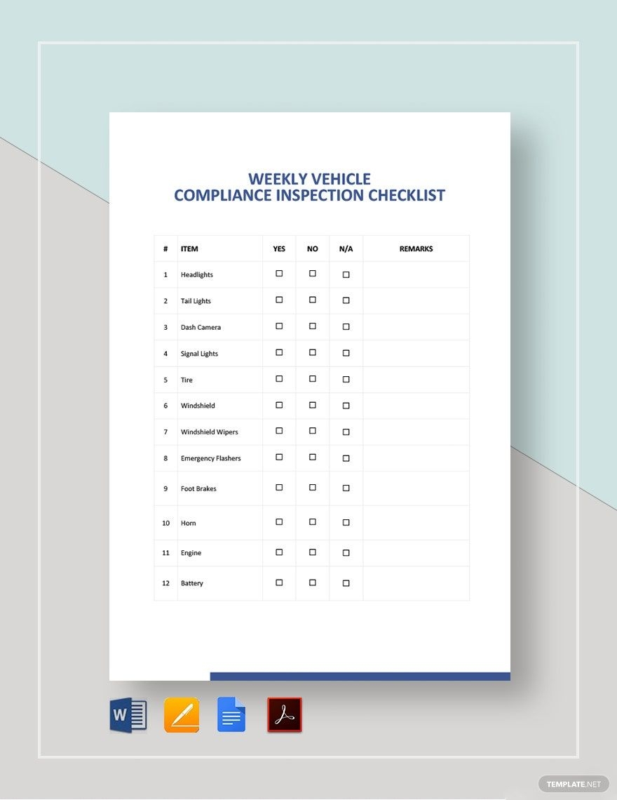 pdf printable vehicle inspection checklist
