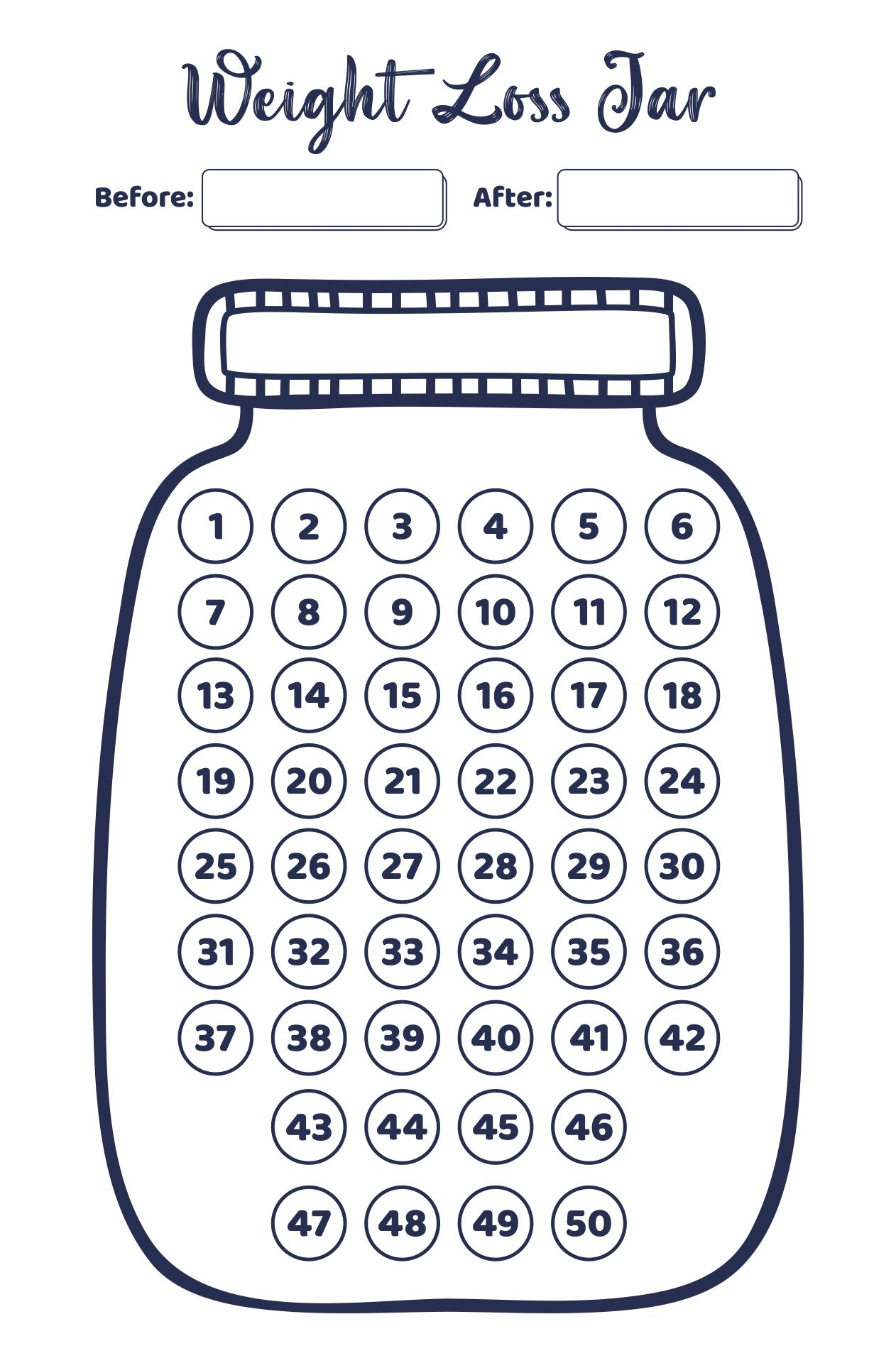 weight loss jar printable