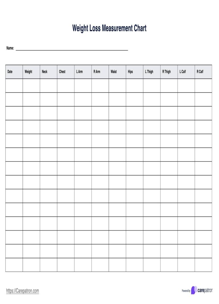Weight Loss Measurement Chart Template U0026 Example Free PDF Download