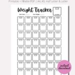 Weight Loss Tracker Printable A4 A5 Letter Sizes PDF Download 