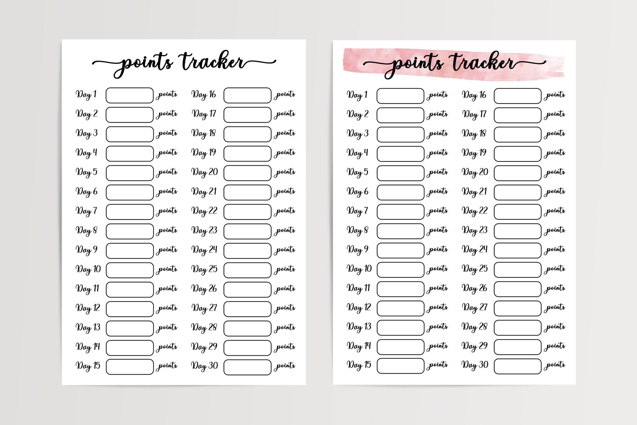 Weight Watchers Point Tracker PRINTABLE Daily Digital WW Points 