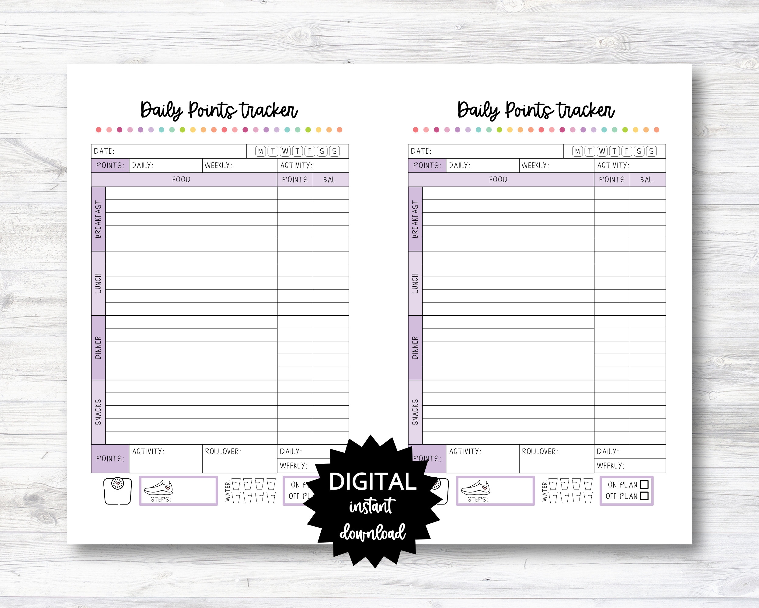 Weight Watchers Points Sheet Etsy