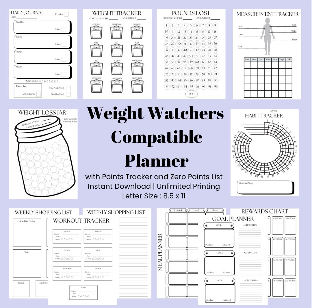 weight watchers smart points tracker printable