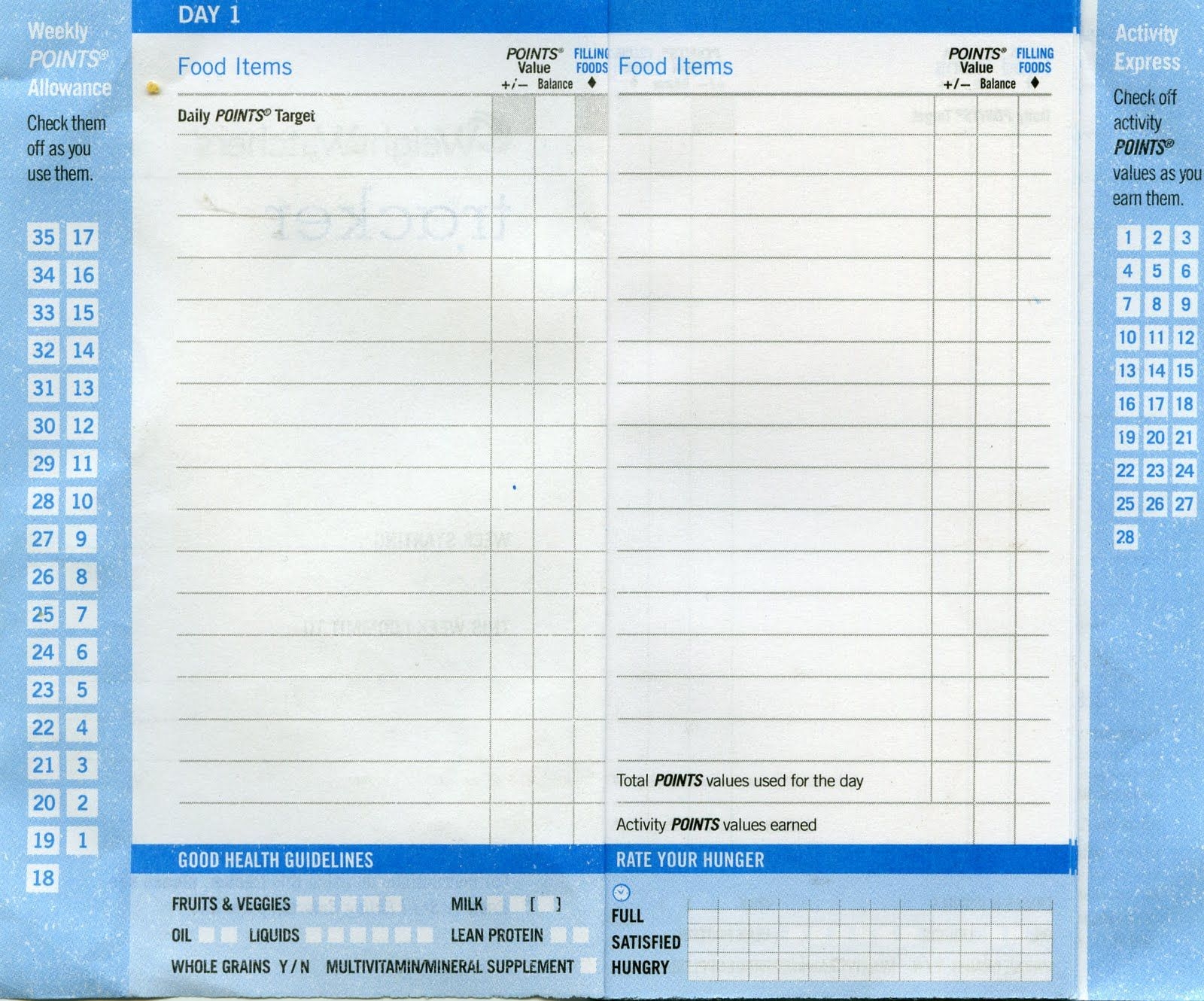 weight watchers points plus tracker printable weight watchers points plus tracker printable