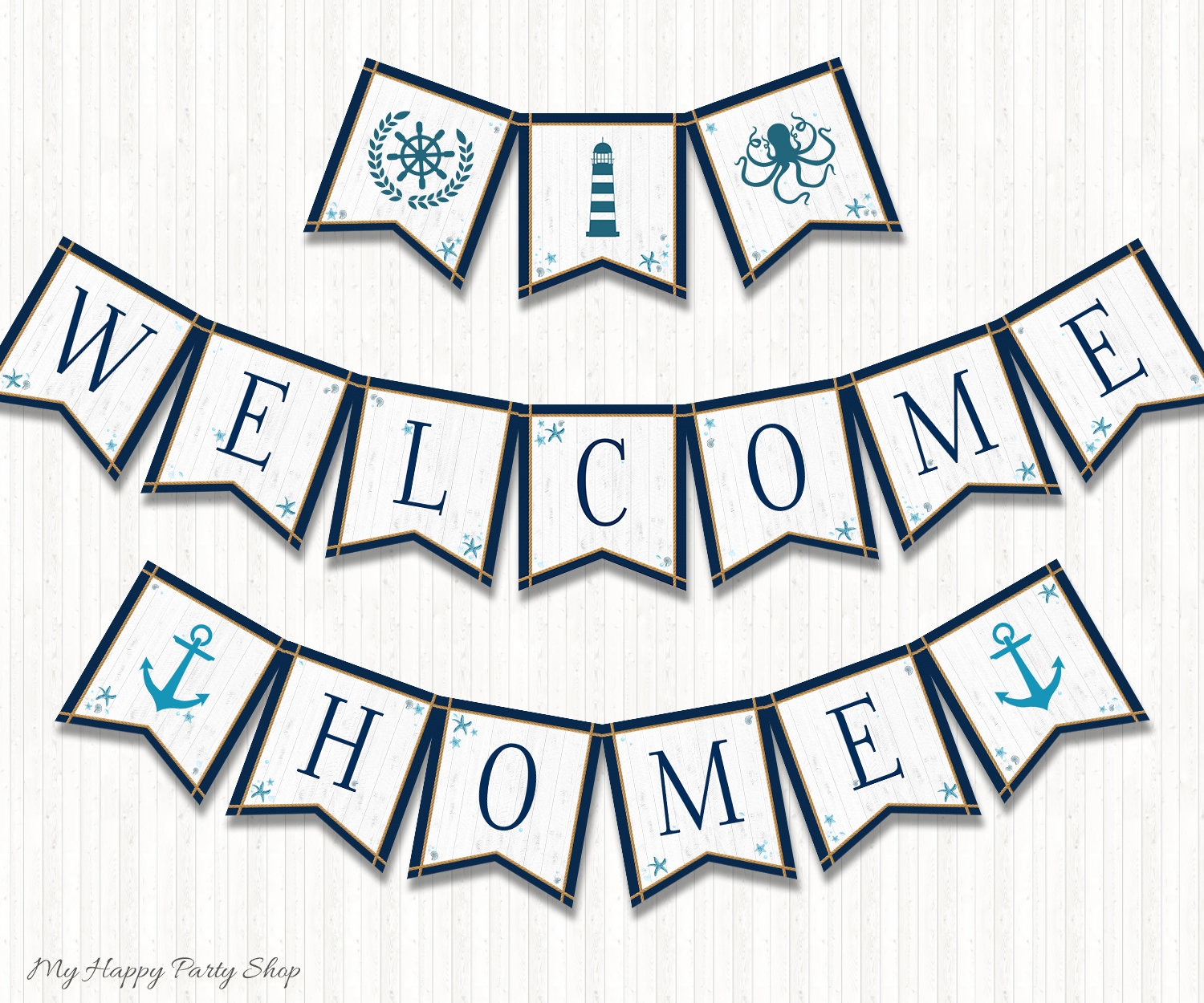 Welcome Home Banner PRINTABLE Nautical Banner Anchor Banner 