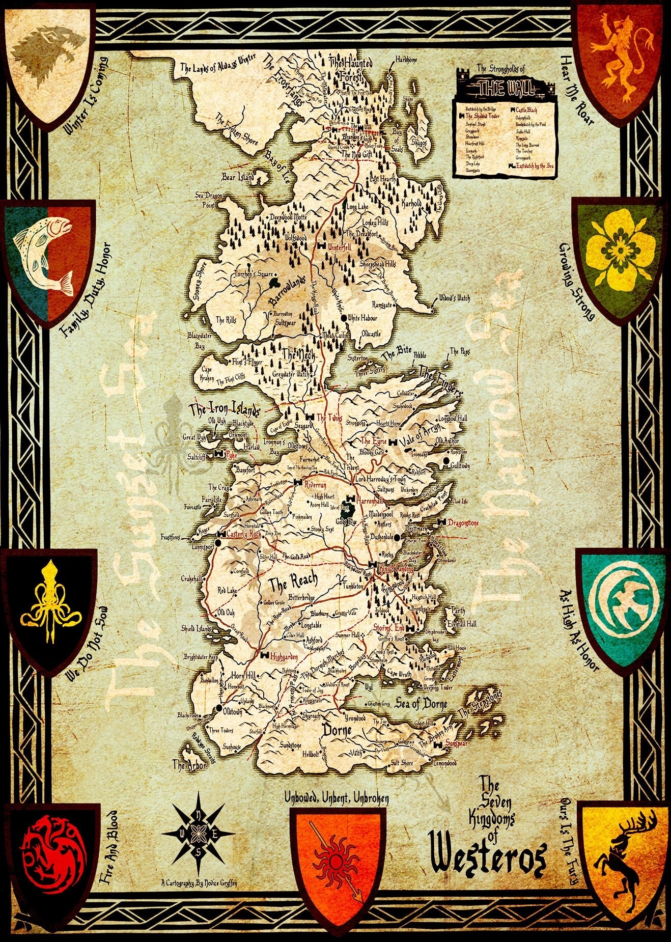 Westeros Map Poster Etsy Australia