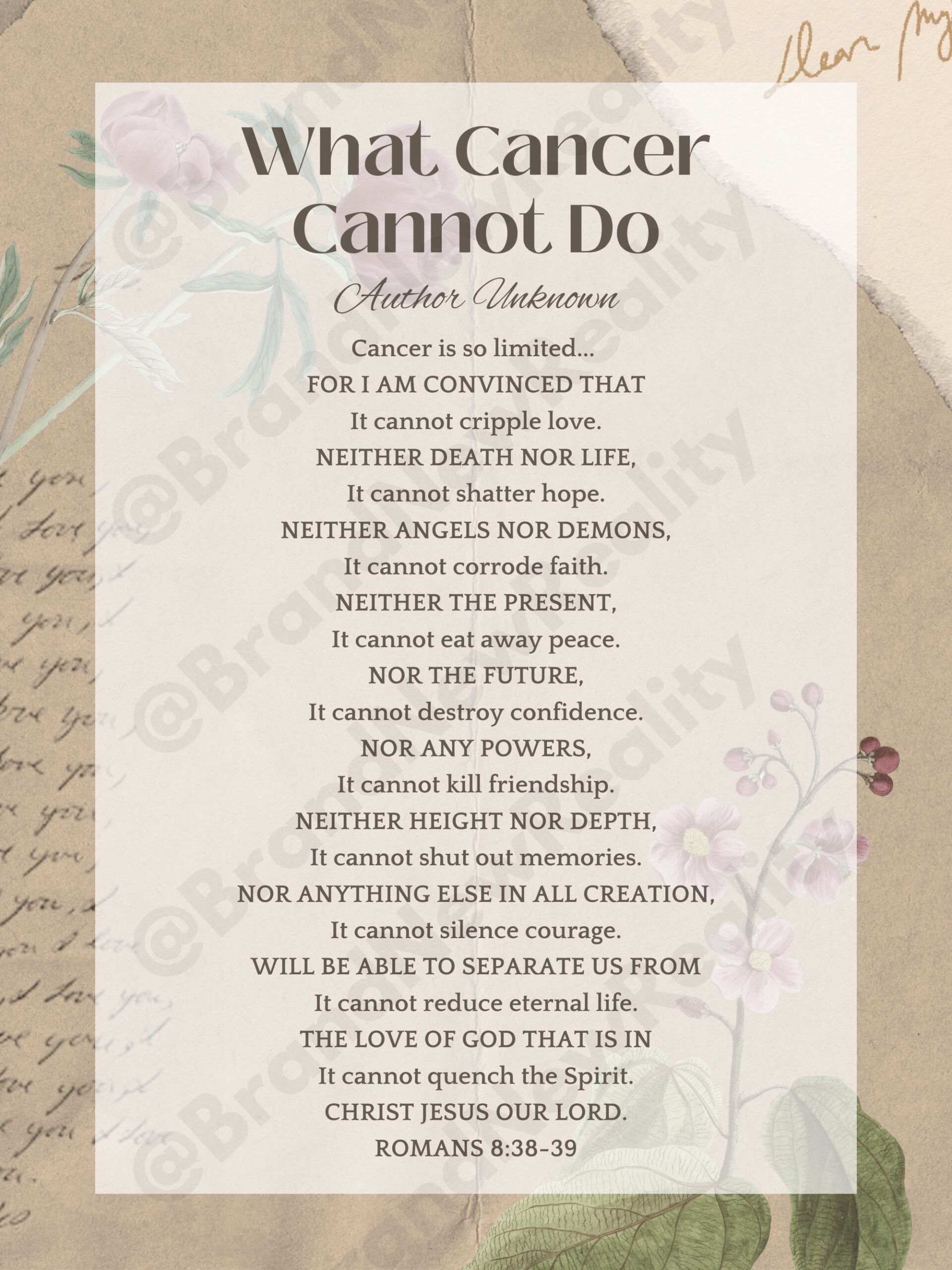 what cancer cannot do poem printable
