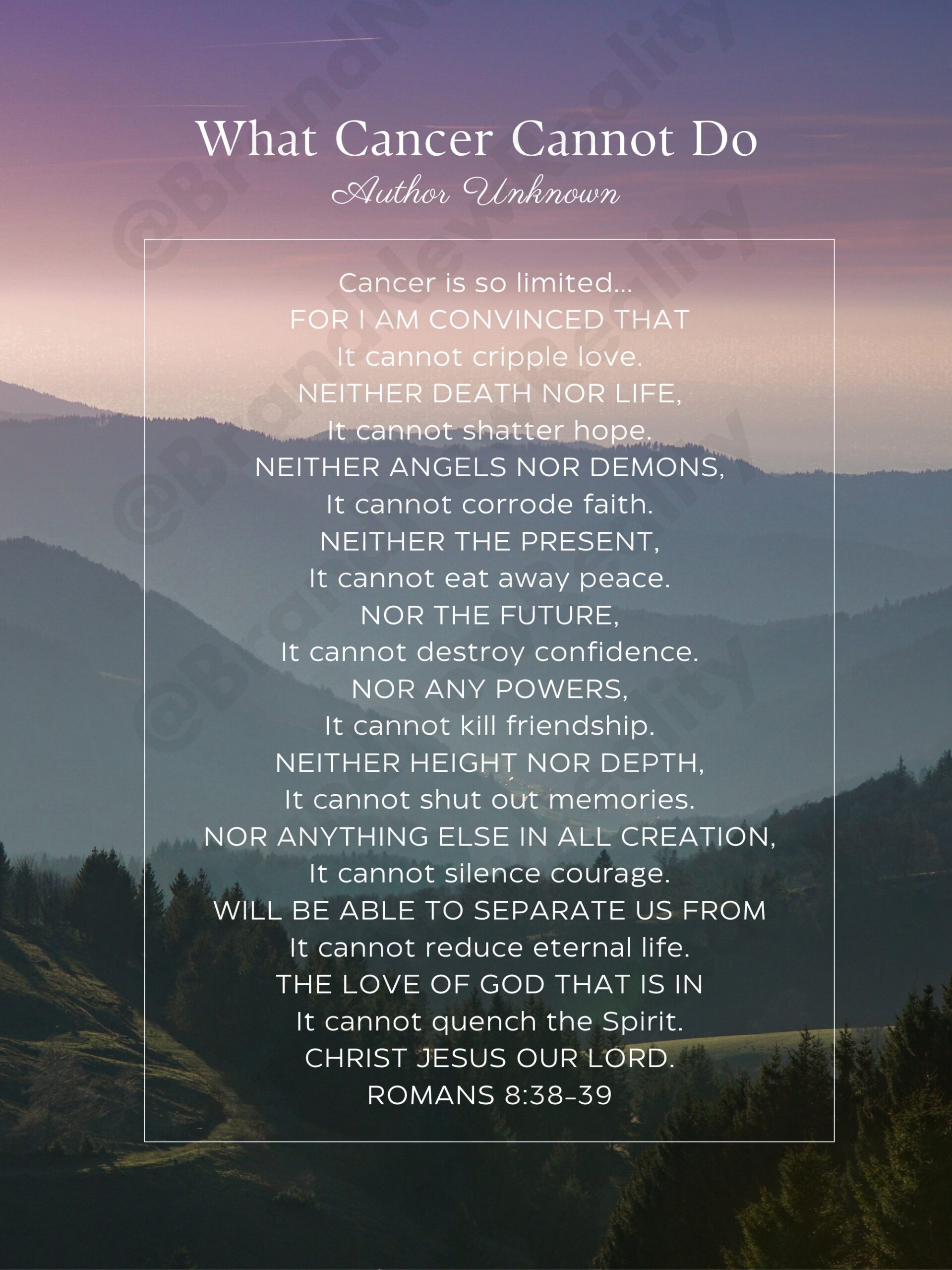 What Cancer Cannot Do Inspiring Poem U0026 Verse 8 5x11 Printable Art Gift