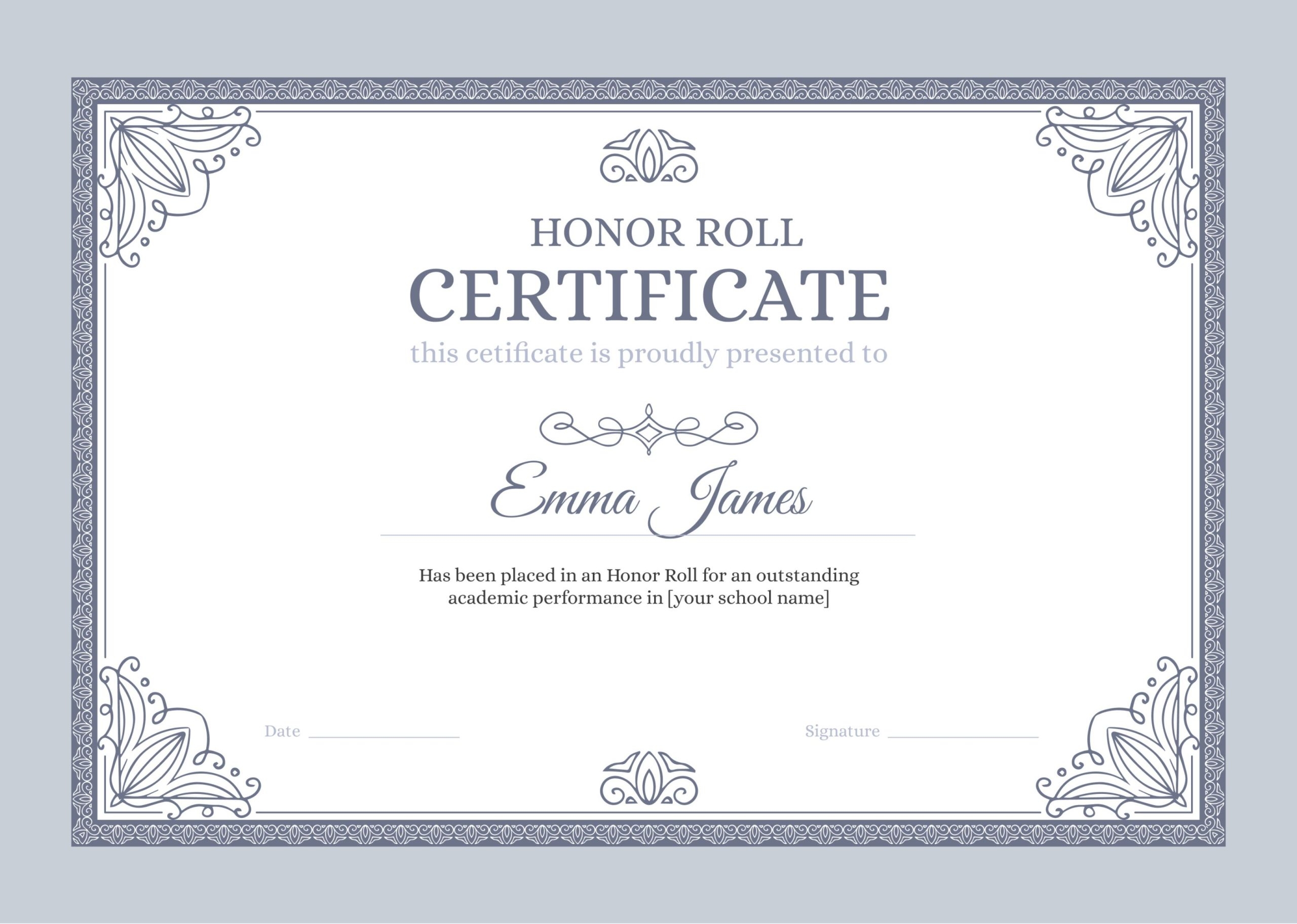 printable honor roll certificates
