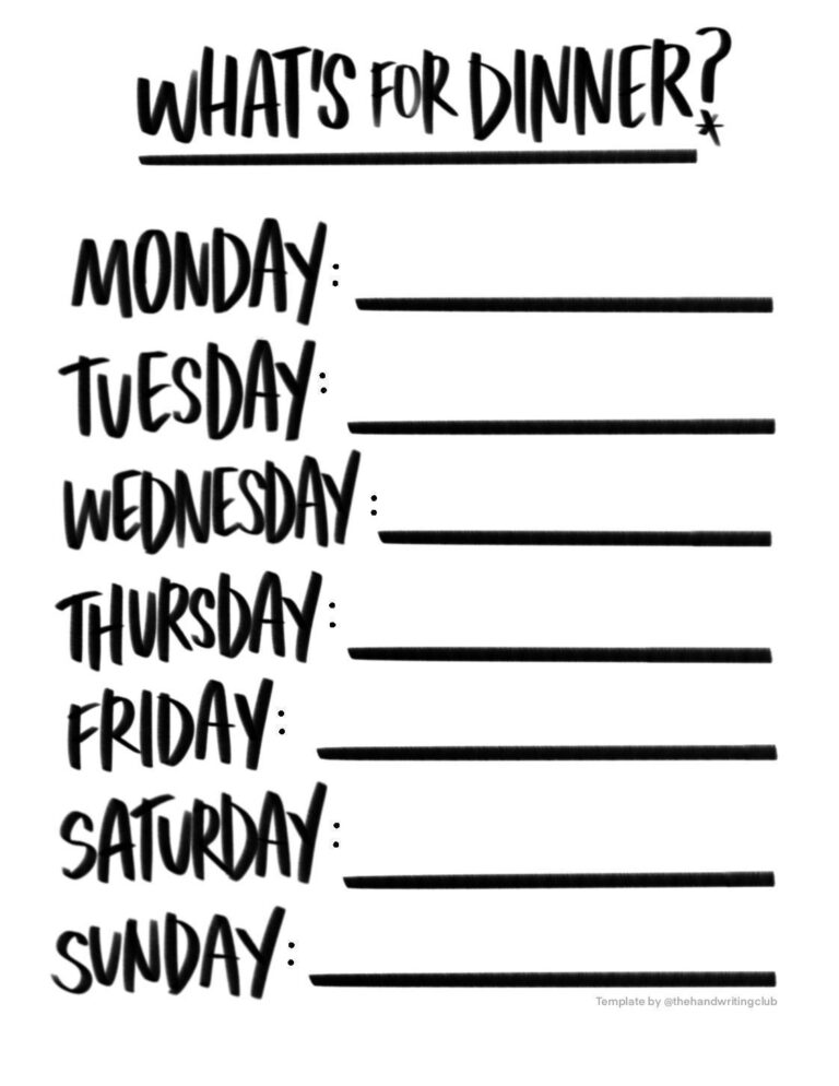 What s For Dinner Printable PDF Digital Download
