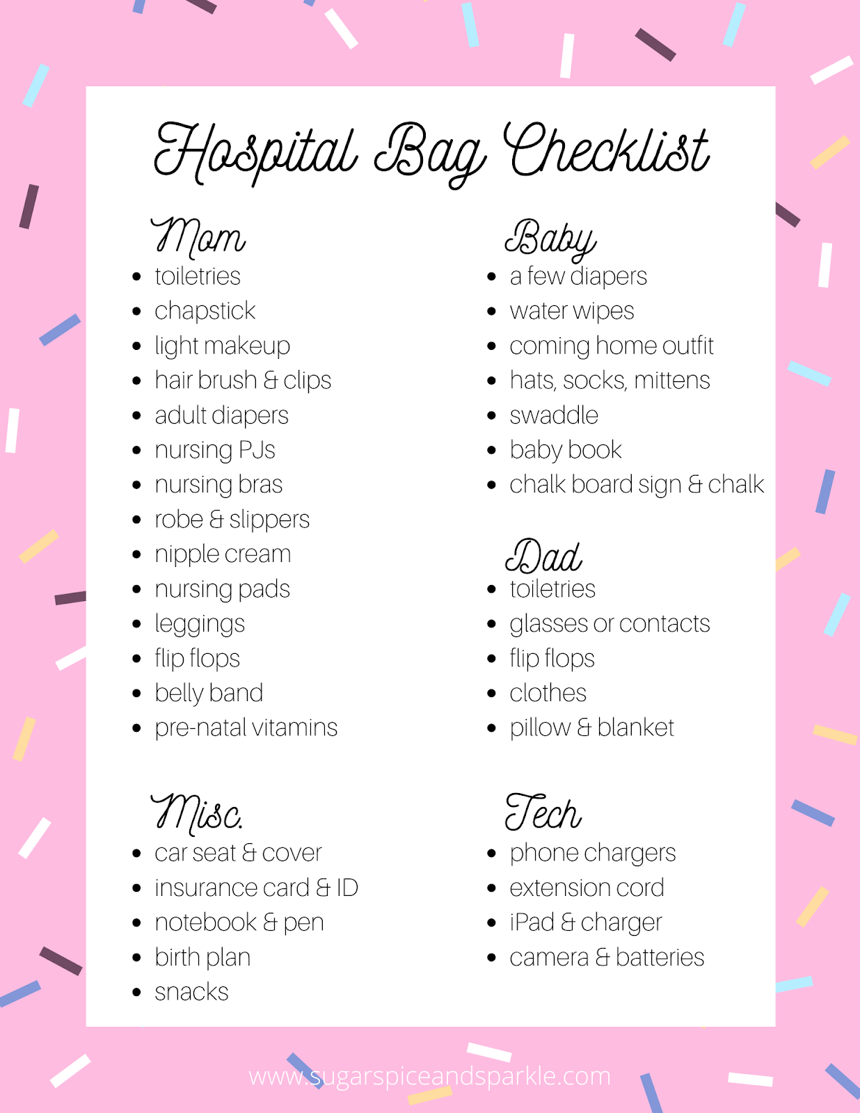 What s In My Hospital Bag Free Printable Checklist Sugar Spice And Sparkle