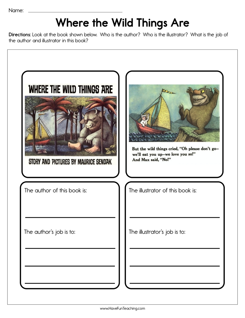 Where The Wild Things Are Worksheet Have Fun Teaching