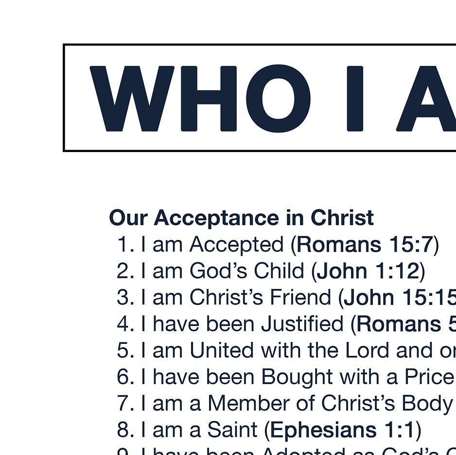 Who I Am In Christ Printable 