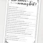 Who Knows Mommy Best Baby Shower Game Printable In Rustic Style Unique Baby Shower Game Template And Activity INSTANT DOWNLOAD Etsy