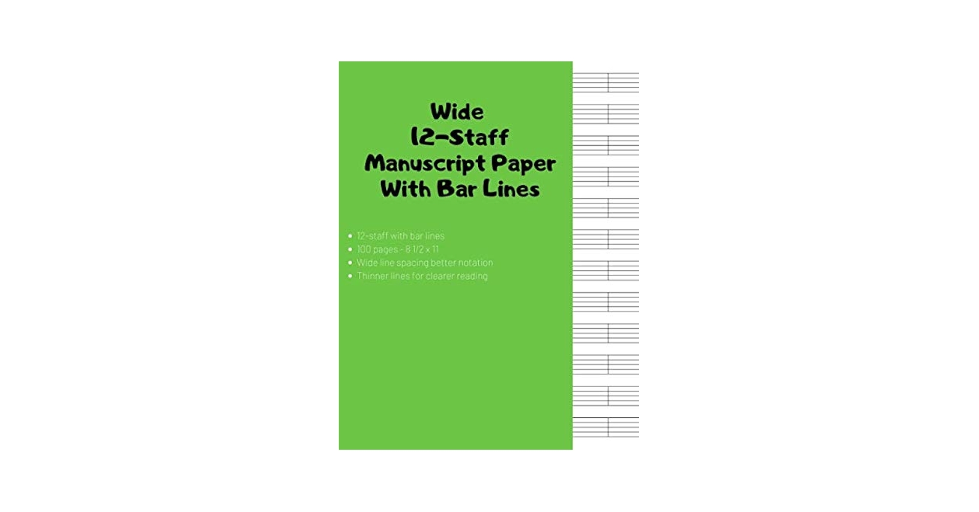 Wide 12 Staff Manuscript Paper With Bar Lines Ninjas Notebook 9781079011517 Amazon Books