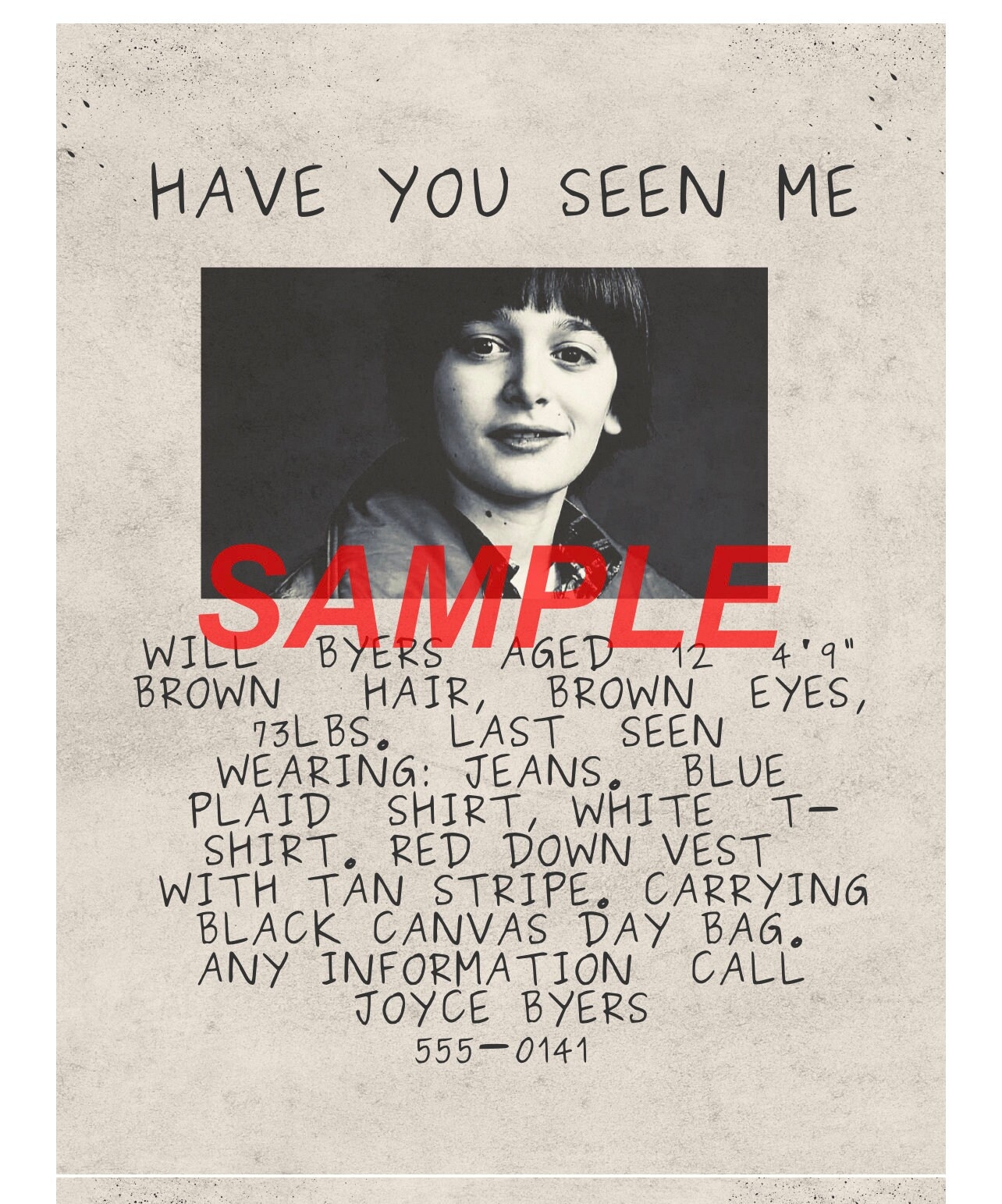 Will Byers Missing Poster
