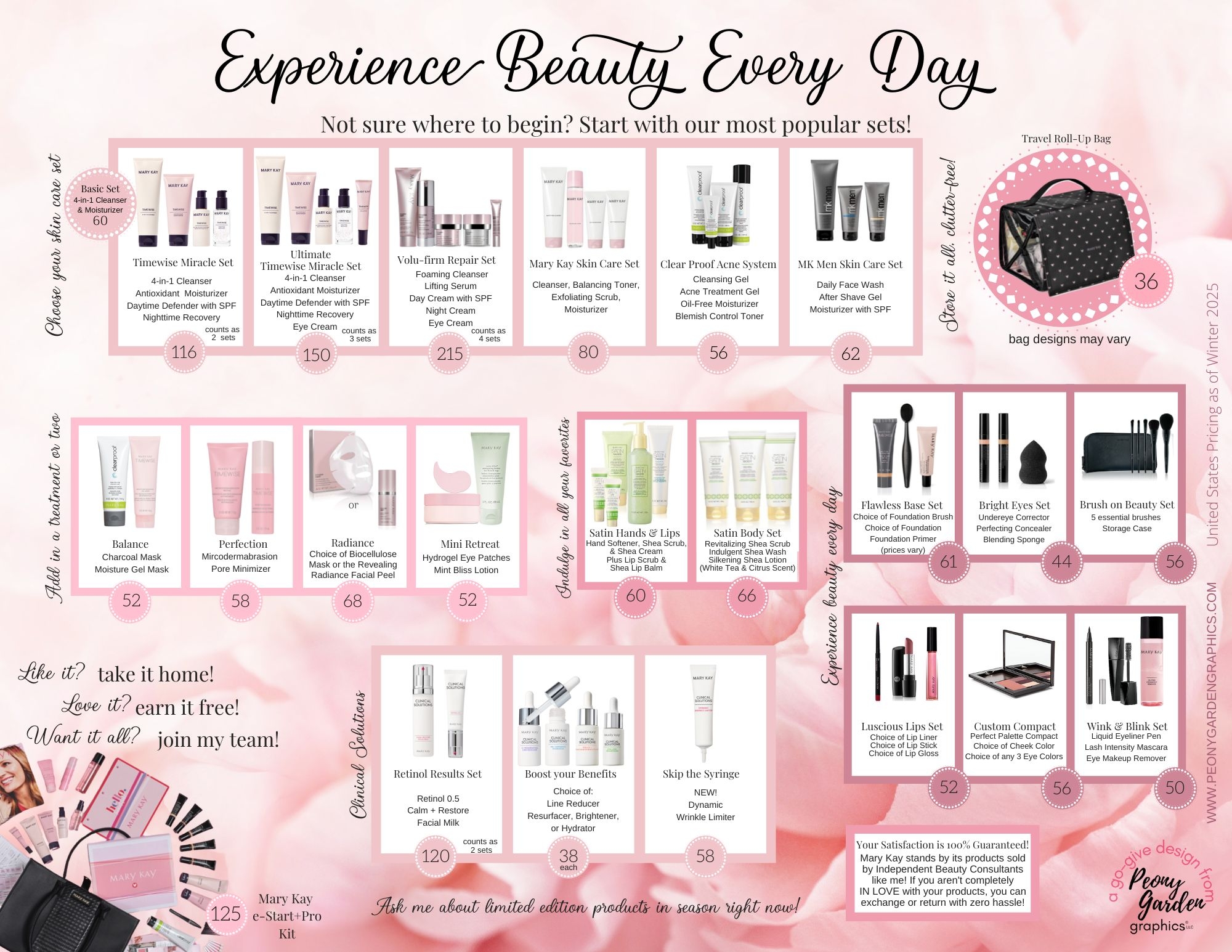 Winter 2025 Set Sheet Collection USA Peony Garden Graphics