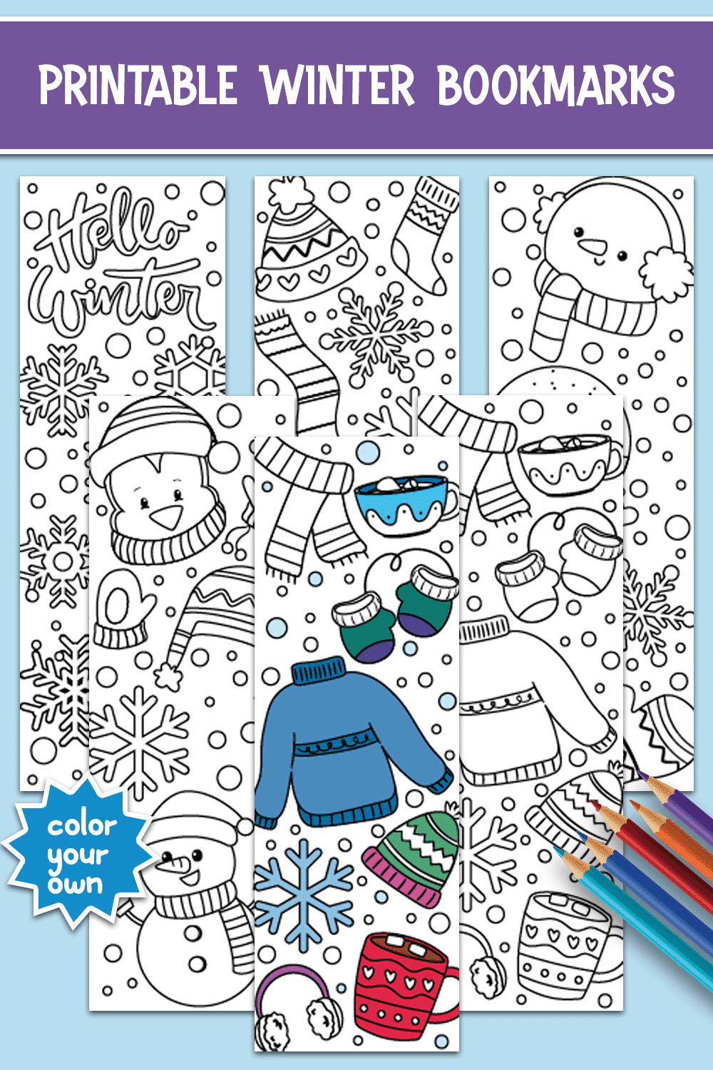 Winter Bookmarks Printable Kids Activity Zone