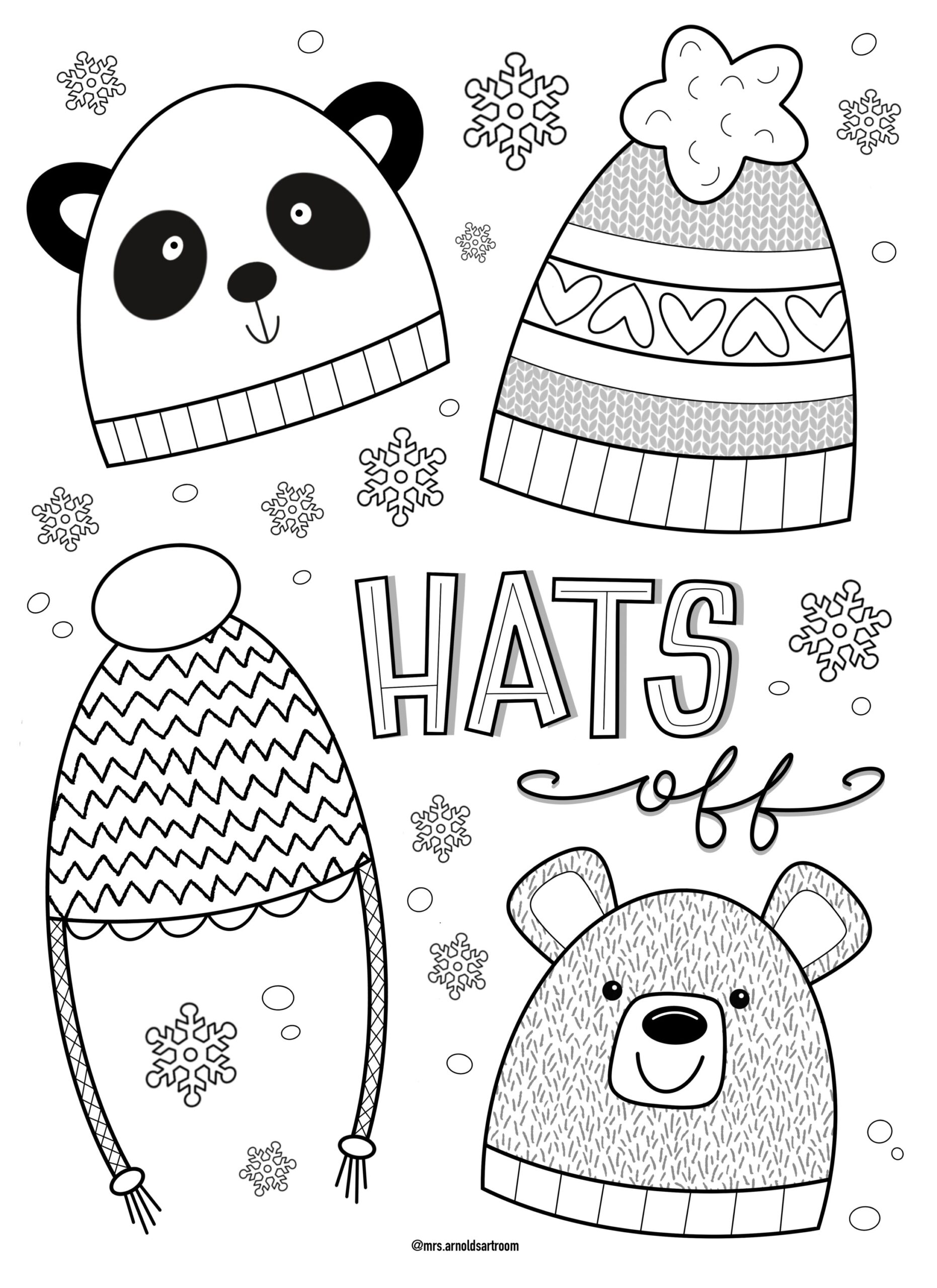 Winter Hats Coloring Page