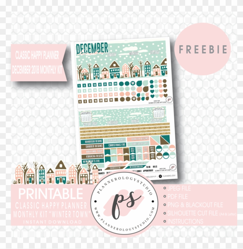 Winter Town Classic Happy Planner December 2018 Monthly Free Planner Sticker Printables Winter HD Png Download 1024x1002 6572365 PngFind