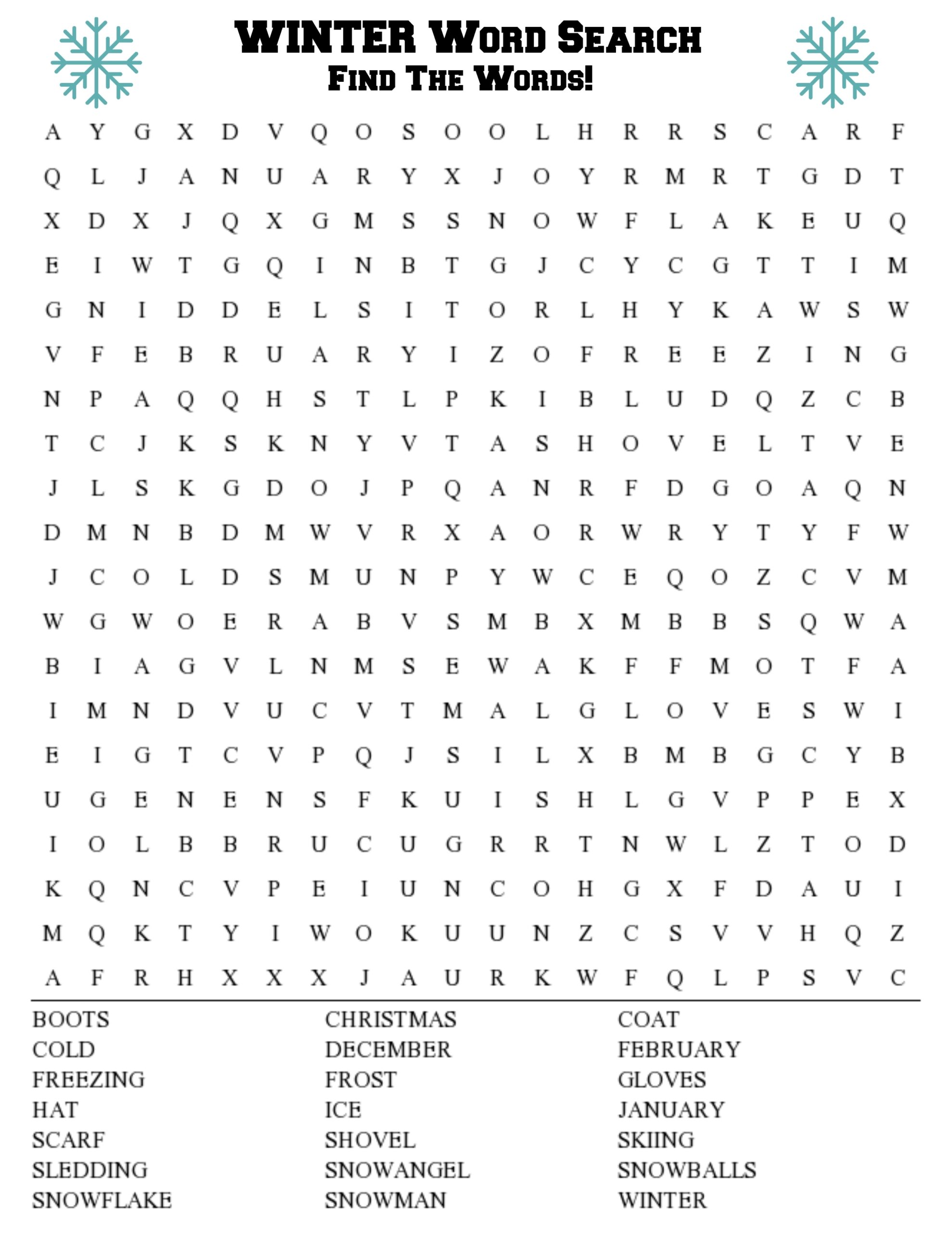 december word search printable