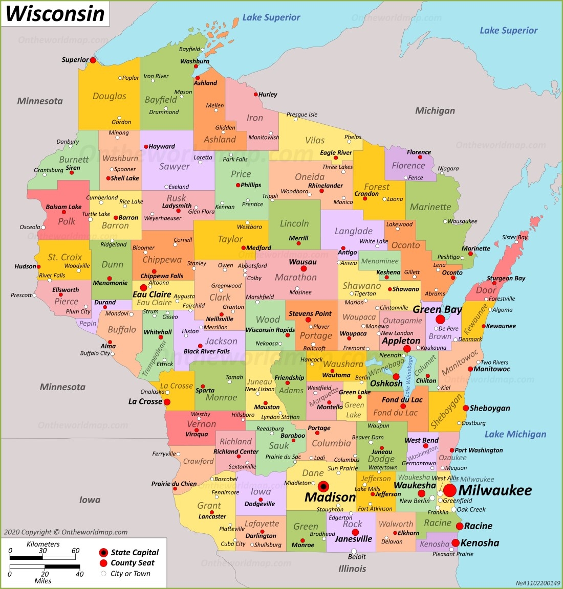 Wisconsin State Map USA Maps Of Wisconsin WI 